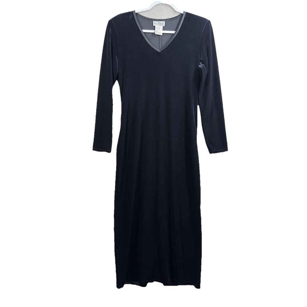 K.C. Spencer‎ Black Velvet Maxi Dress Size 6P Witchy Whimsigoth Gothic Holiday
